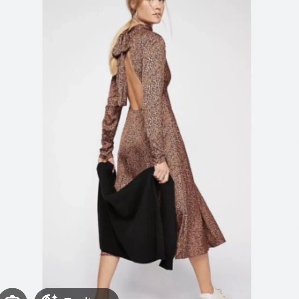 Free people loveless leopard backless midi silky dress NWOT sz 4 - Picture 1 of 7